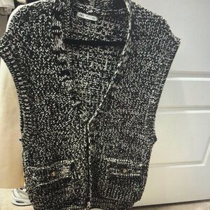 Zara Black and White Knit Cardigan